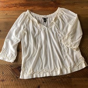 LUCKY BRAND 3/4 Sleeve Boho Peasant Prairie Blouse